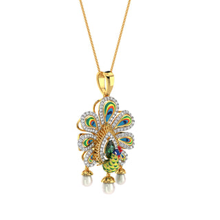 Aura Peacock Pendant-Yellow Gold