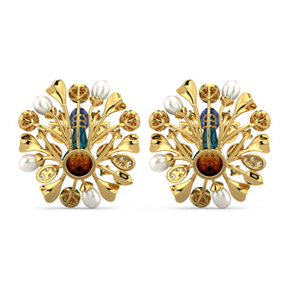 Mystic Peacock Earrings-Yellow Gold