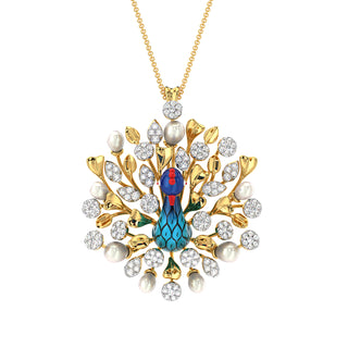 Mystic Peacock Pendant-Yellow Gold