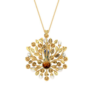 Mystic Peacock Pendant-Yellow Gold