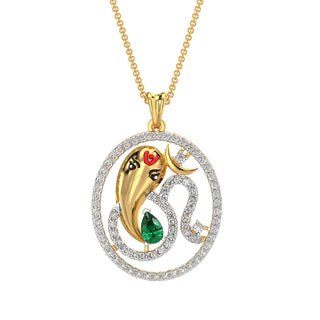 Om Ganesh Diamond Pendant-Yellow Gold