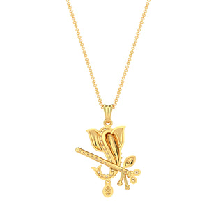 Ganesha Flute Diamond Pendant-Yellow Gold