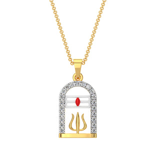 Shiv Ling Diamond Pendant-Yellow Gold