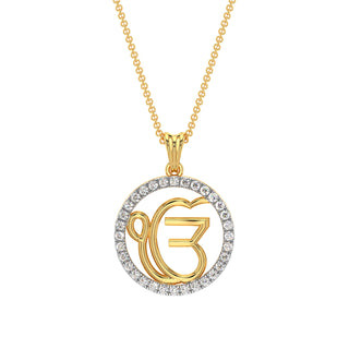 Onkar Diamond Pendant-Yellow Gold