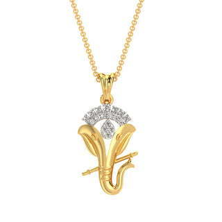 Ganpati Diamond Pendant-Yellow Gold