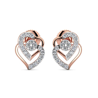 Heart Diamond Earrings-Rose Gold