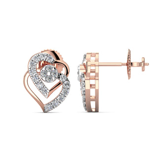 Heart Diamond Earrings-Rose Gold