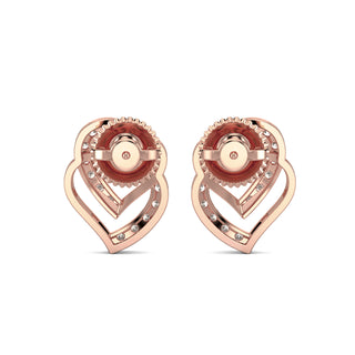 Heart Diamond Earrings-Rose Gold