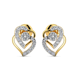Heart Diamond Earrings-Yellow Gold