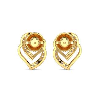 Heart Diamond Earrings-Yellow Gold