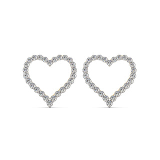Diamond Heart Earrings-Yellow Gold