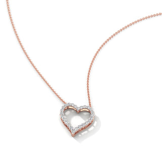 Diamond Heart Chain Necklace-Rose Gold
