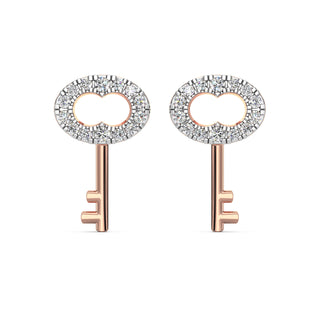 Key Diamond Earrings-Rose Gold