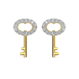 Key Diamond Earrings-Yellow Gold