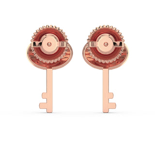 Key Diamond Earrings-Rose Gold