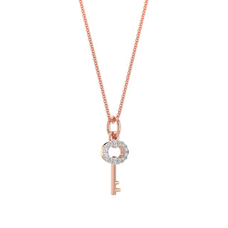 Key Diamond Chain Necklace-Rose Gold