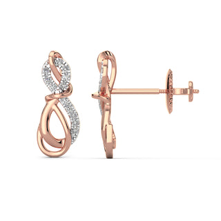 Twin Infinity Diamond Earrings-Rose Gold