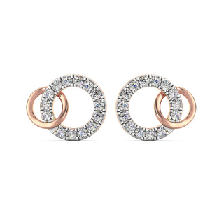 Connected Circles Diamaond Earrings-Rose Gold