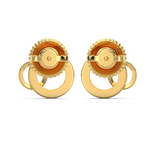Connected Circles Diamaond Earrings-Yellow Gold