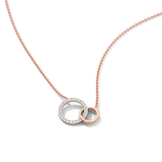 Connected Circles Diamaond Chain Necklace-Rose Gold