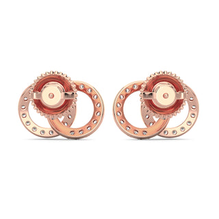 Dual Circle Diamond Earrings-Rose Gold