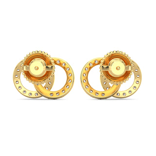 Dual Circle Diamond Earrings-Yellow Gold