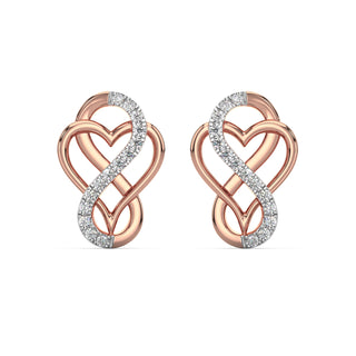 Heart Infinity Diamond Earrings-Rose Gold
