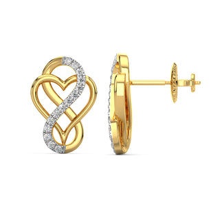 Heart Infinity Diamond Earrings-Yellow Gold