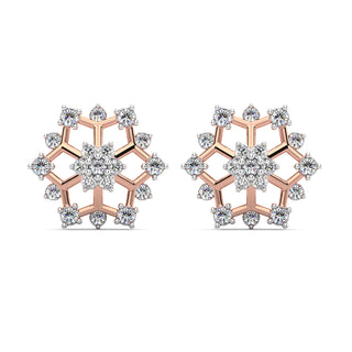 Snowflake Diamond Earrings-Rose Gold