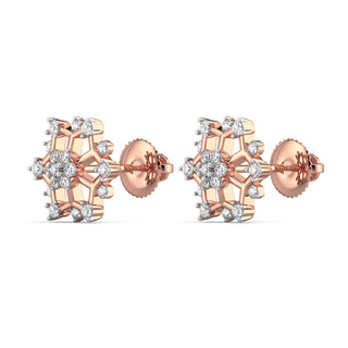 Snowflake Diamond Earrings-Rose Gold