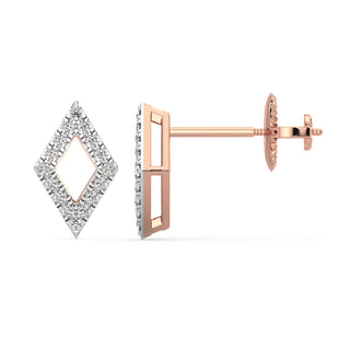 Geometric Diamond Earrings-Rose Gold