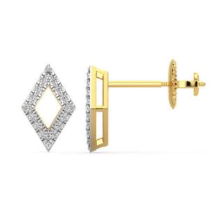 Geometric Diamond Earrings-Yellow Gold