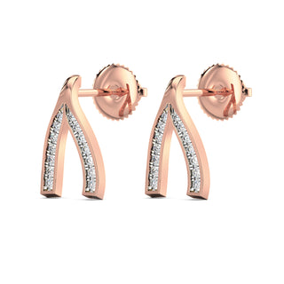 Wishbone Diamond Earrings-Rose Gold