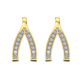Wishbone Diamond Earrings-Yellow Gold