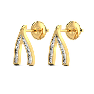 Wishbone Diamond Earrings-Yellow Gold