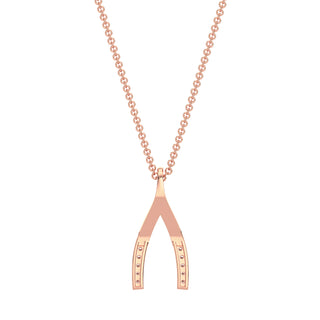 Wishbone Diamond Chain Necklace-Rose Gold