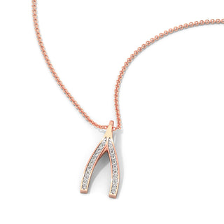 Wishbone Diamond Chain Necklace-Rose Gold