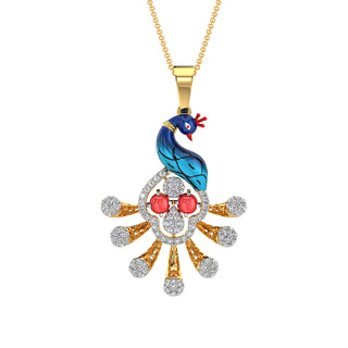 Golden Tail Peacock Pendant-Yellow Gold