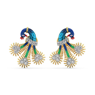 Plumage Sparkle Earrings-Yellow Gold