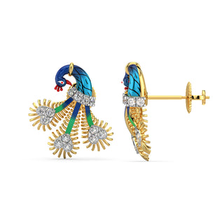 Plumage Sparkle Earrings-Yellow Gold