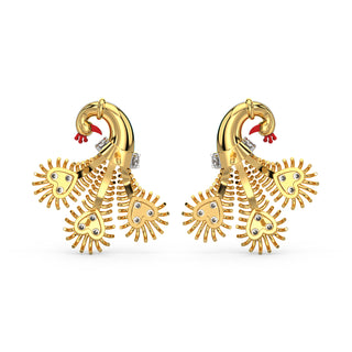 Plumage Sparkle Earrings-Yellow Gold