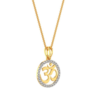 Om Diamond Pendant-Yellow Gold