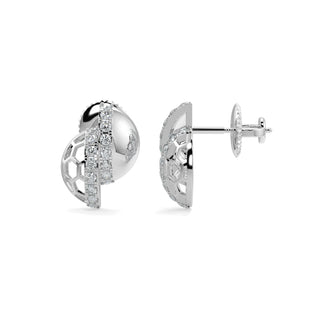 Hexa Halo Earrings-White Gold