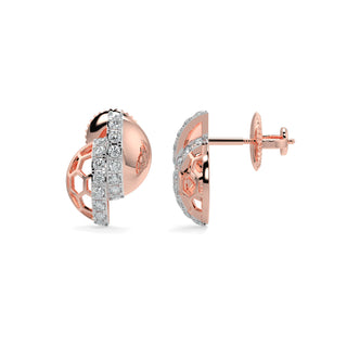 Hexa Halo Earrings-Rose Gold