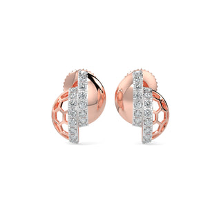 Hexa Halo Earrings-Rose Gold