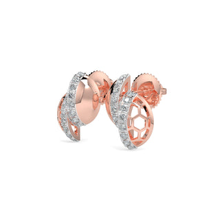 Hexa Halo Earrings-Rose Gold