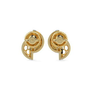 Hexa Halo Earrings-Yellow Gold