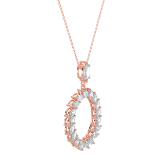 Marquise Halo Chain Necklace-Rose Gold