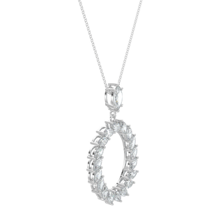 Marquise Halo Chain Necklace-White Gold