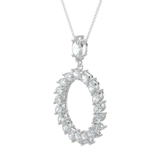 Marquise Halo Chain Necklace-White Gold
